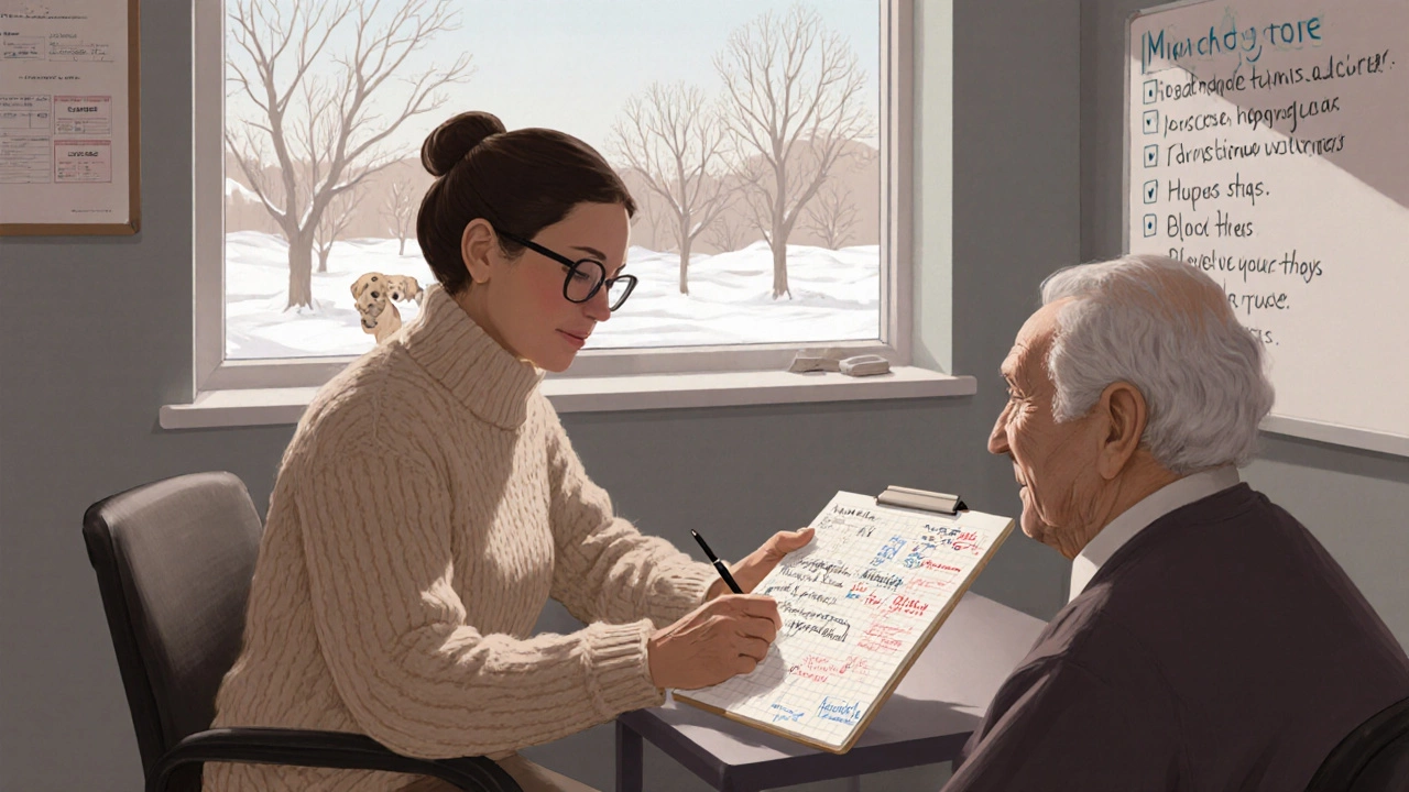 A doctor and patient in a Minnesota clinic sharing a calm moment during a detailed health consultation.