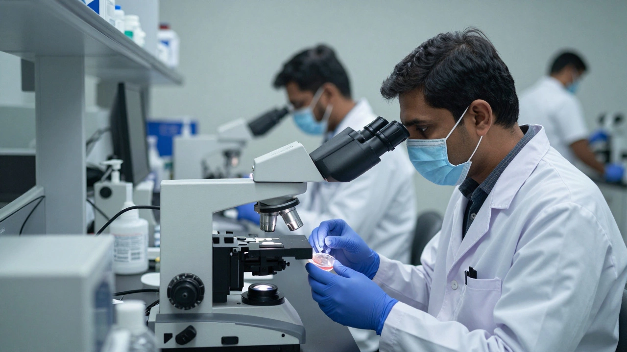 Embryologist working in a modern fertility lab