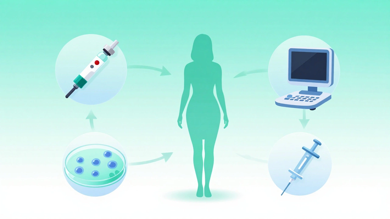 Illustration of IVF process steps and components