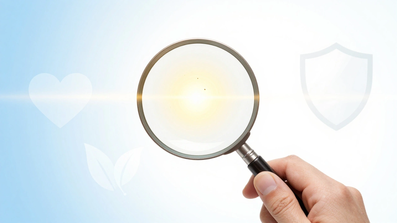 Magnifying glass highlighting early detection of cancer cells
