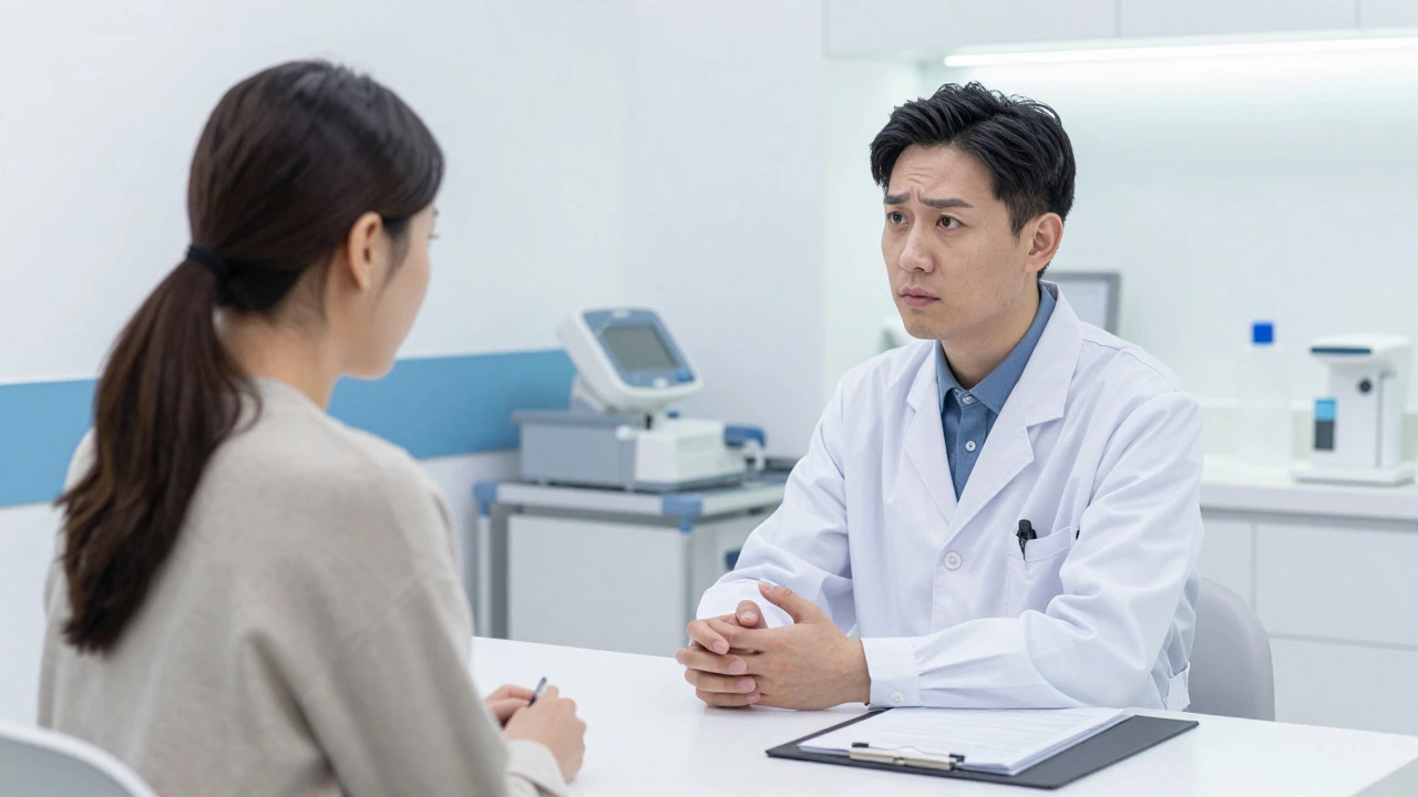 Doctor consulting with patient in a modern fertility clinic office