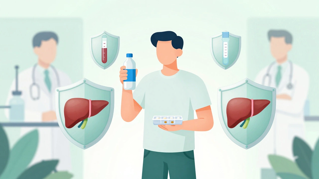 Person managing diabetes safely with hydration and care