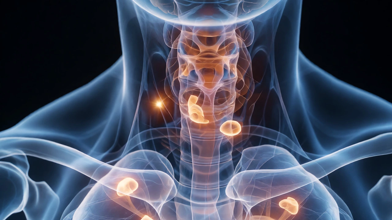 Glowing anatomical view of slow-growing thyroid and prostate tumors