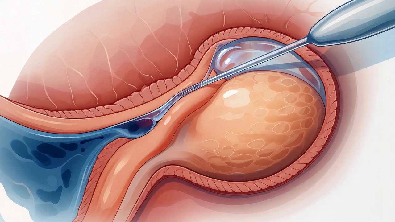Illustration of surgical sperm retrieval via needle aspiration