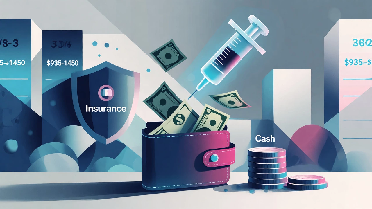 Conceptual illustration of wallet paying for expensive semaglutide medication